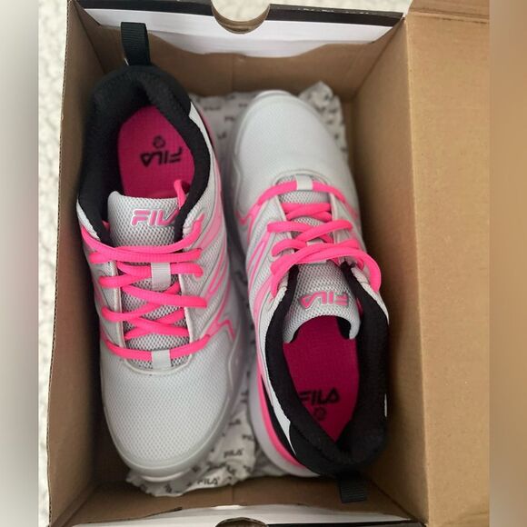 FILA Allona 3 Big Girls Running Shoes, Laced Gray/Pink/Black, Size 4 - Picture 3 of 9